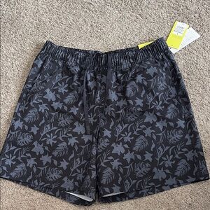 all in motion Black and Gray Floral Swim Trunks